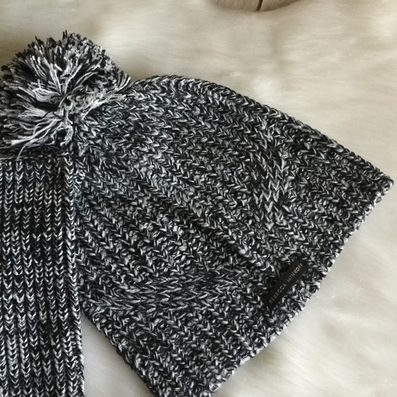 REBECCA MINKOFF Black Marled Beanie Hat and Arm Hand Warmer Set main image 9